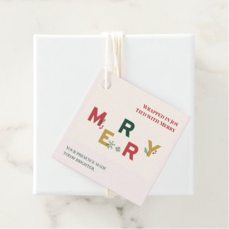 Wrapped in Joy Tied with Merry Christmas Favor Tags