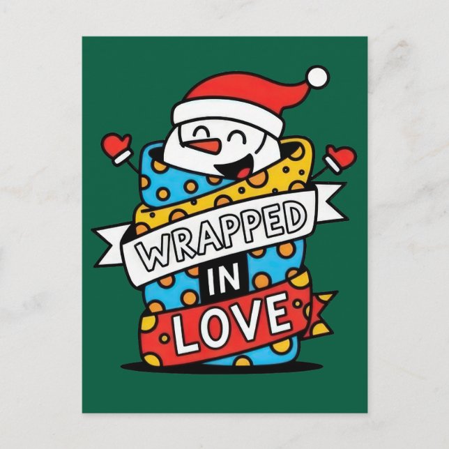 Wrapped in Love Christmas Postcard (Front)