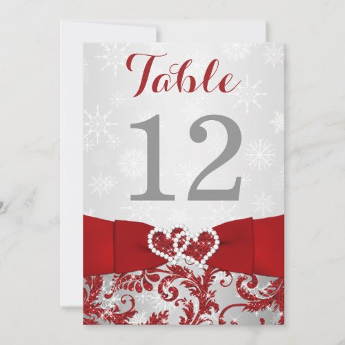 Wrapped in Love Joined Hearts Table Number Card