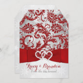 Wrapped in Love Joined Hearts Wedding Invite Red (Front/Back)