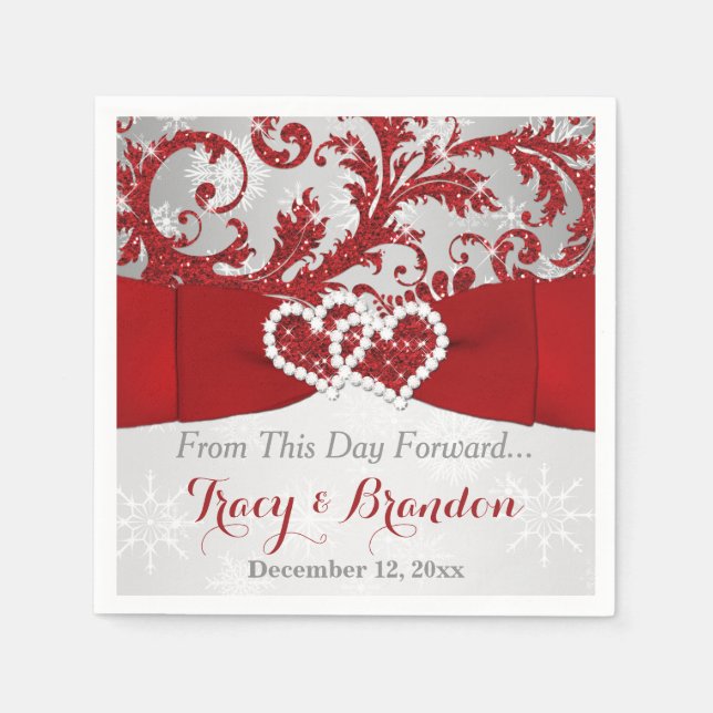 Wrapped in Love Joined Hearts Wedding Napkins (Front)