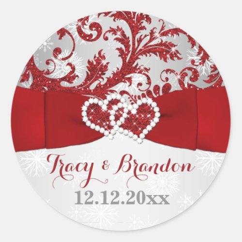 Wrapped in Love Joined Hearts Wedding Sticker