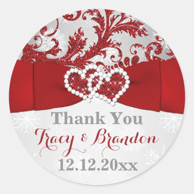 Wrapped in Love Joined Hearts Wedding Sticker 2 (Front)