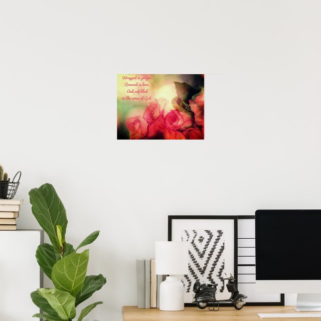 Wrapped in Prayer: Pink Roses Canvas Gloss Paper  Poster (Home Office)