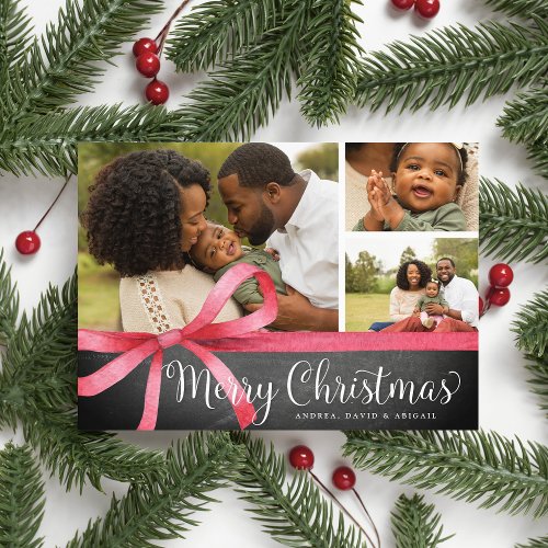 Wrapped in Red  Holiday Photo Collage Card