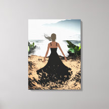 Wrapped in the wind - Elegant Woman in Black Dress