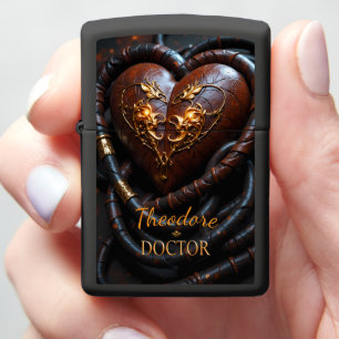 Wrapped Leather Heart Doctor Physician Gift Zippo Lighter
