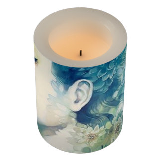 Wrapped LED Candle, 3" x 4" LED Candle