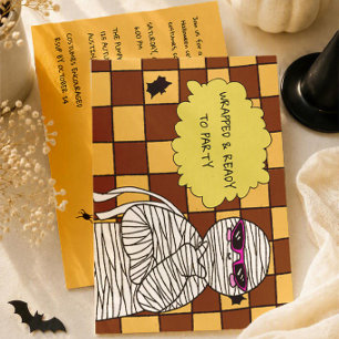 Wrapped & Ready To Party Cute Mummy Halloween Invitation