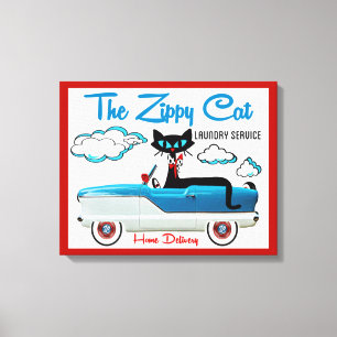 Wrapped Stretched Atomic Cat Laundry Room Canvas Print