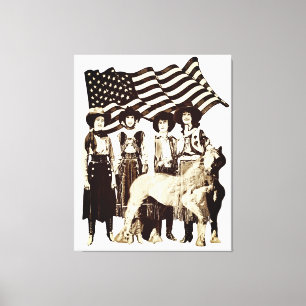 Wrapped Stretched Vintage American Cowgirl Canvas Print
