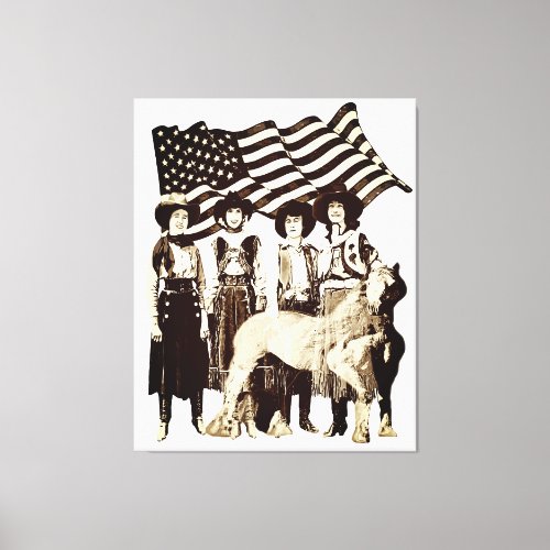 Wrapped Stretched Vintage American Cowgirl Canvas Print