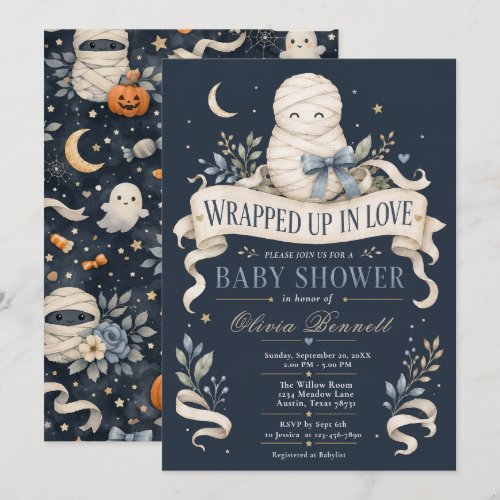 Wrapped Up in Love Baby Boy Shower Invitation