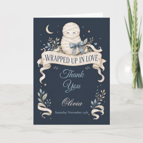 Wrapped Up in Love Baby Boy Shower Thank You Card
