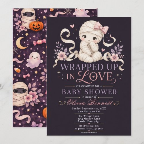 Wrapped Up in Love Baby Girl Shower Invitation
