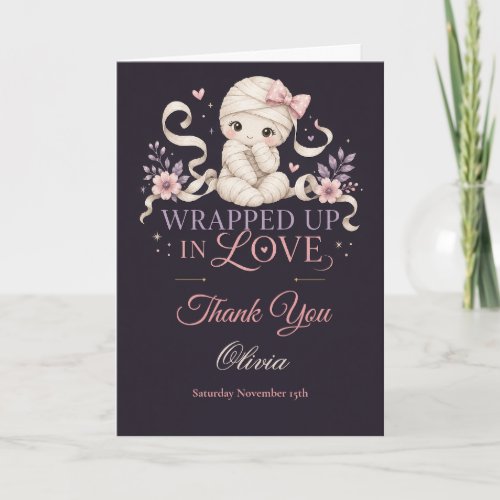 Wrapped Up in Love Baby Girl Shower Thank You Card