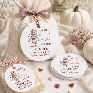 Wrapped Up in Love Mummy Halloween Baby Shower Favor Tags