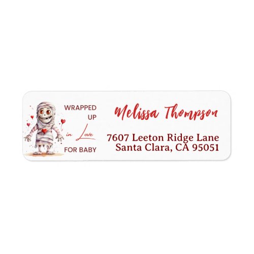 Wrapped Up in Love Mummy Halloween Baby Shower Label