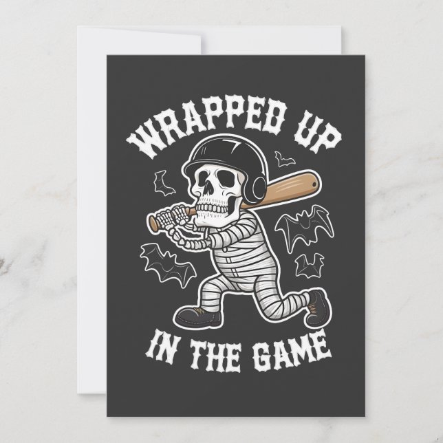 Wrapped up In the Game baseball Halloween  Invitation (Front)