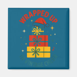 Wrapped Up In Vintage Cheer Christmas Holiday Fest Magnet