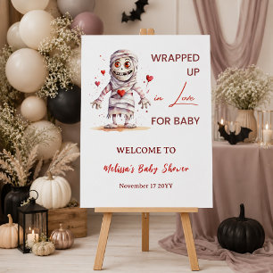 Wrapped Up Mummy Halloween Baby Shower Welcome Foam Board