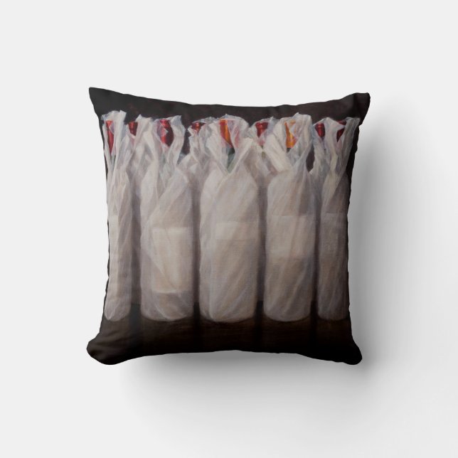 Wrapped Wine Bottles 2010 Throw Pillow (Front)
