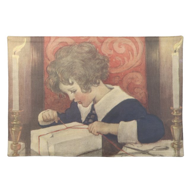 Wrapping Christmas Presents, Jessie Willcox Smith Cloth Placemat (Front)