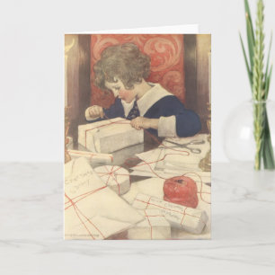 Wrapping Christmas Presents, Jessie Willcox Smith Holiday Card