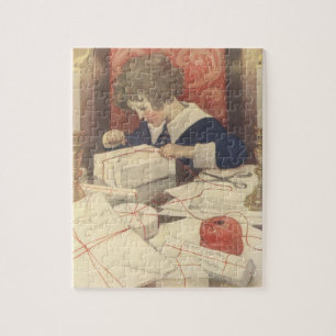 Wrapping Christmas Presents, Jessie Willcox Smith Jigsaw Puzzle