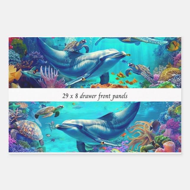 Wrapping Decoupage 3 Sea World Dolphin Drawer  Paper Sheets (Front 2)