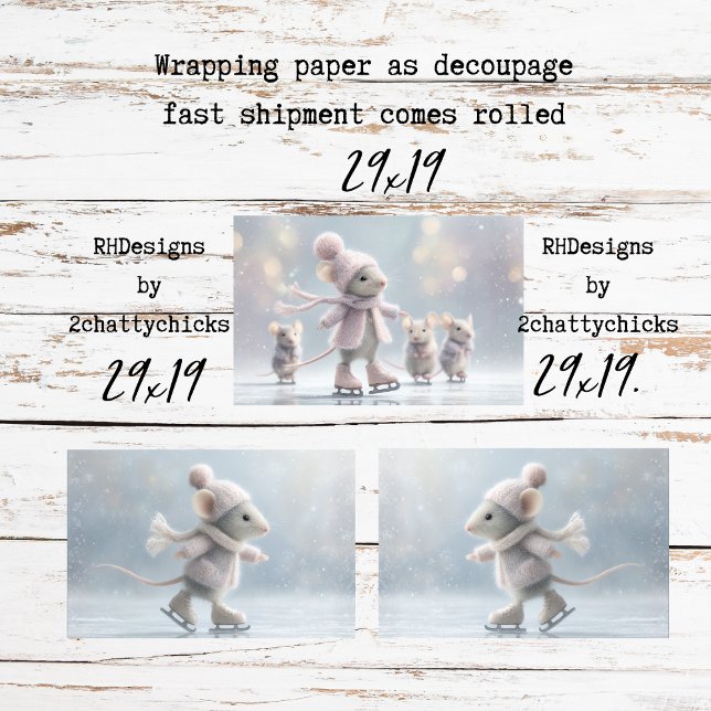 Wrapping Decoupage Paper Ice Skating Mice (Creator Uploaded)