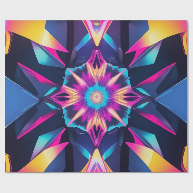 Wrapping Neon Geometric Abstraction Paper (Flat)