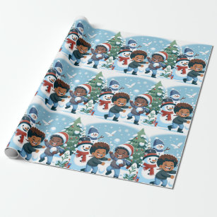 African American Woman w/Flowers - Happy Holidays Gift Wrapping Paper –  Black Stationery