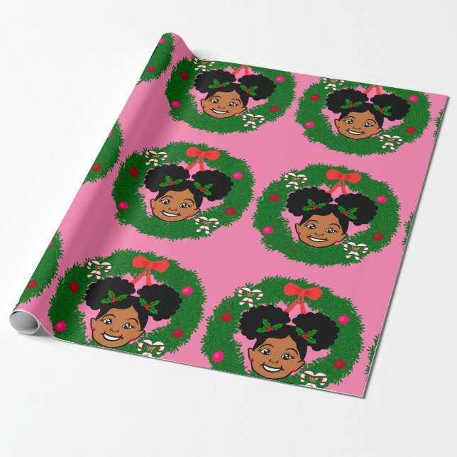 Wrapping Paper,African American girl Christmas Paper (Unrolled)