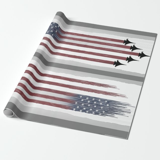 Wrapping Paper American flag Aircraft DIY gifts (Unrolled)