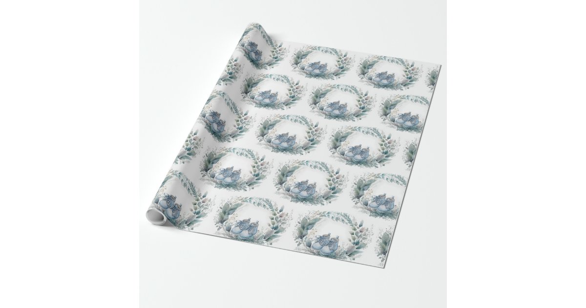 baby boy blue feet pattern wrapping paper