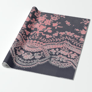 Wrapping Paper BLACK AND PINK ANTIQUE LACE
