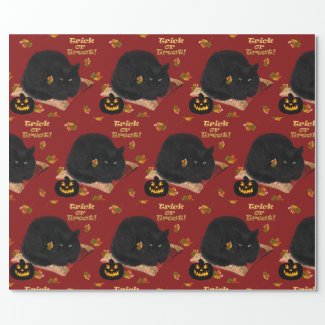 Wrapping Paper Black Cat Halloween