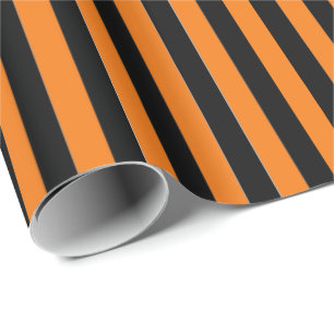 Wrapping Paper-Black & Orange Stripes Wrapping Paper