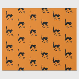 Wrapping Paper BLACK SCAREDY CAT WITH ORANGE