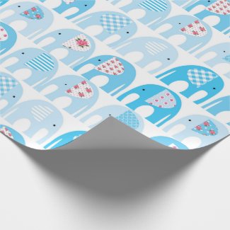 Wrapping Paper - Blue Elephants