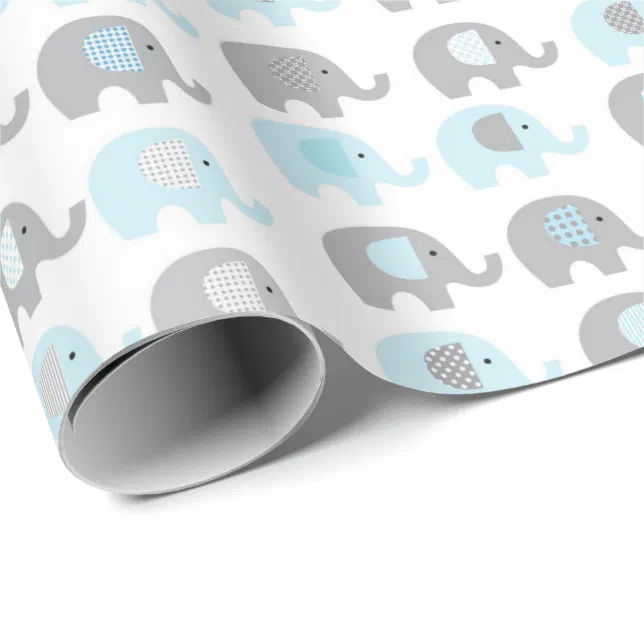 Wrapping Paper - Blue Elephants | Zazzle