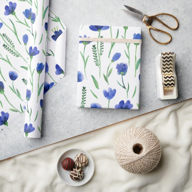 Wrapping Paper - Blue Flowers (Crafts)