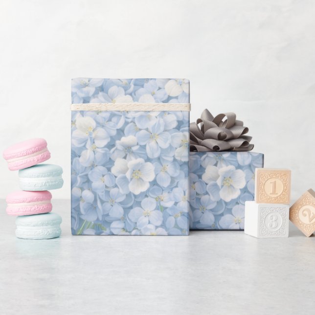 Wrapping Paper | Blue Hydrangea Flowers Gift Wrap (Baby Shower)