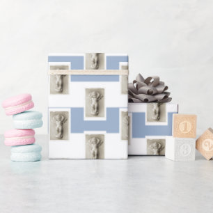 Wrapping Paper Blue & White Stripe Baby Angel
