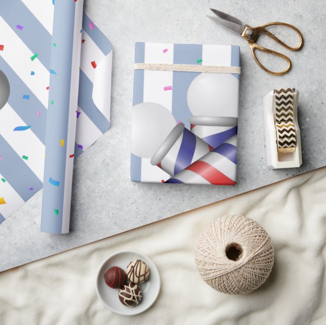 Wrapping Paper Blue & White Stripe Barber Pole (Crafts)