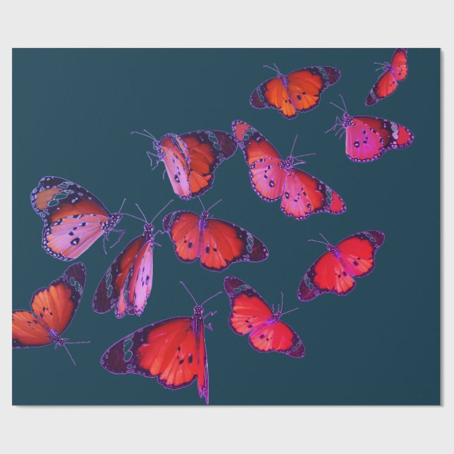 Wrapping Paper BLUE WITH BUTTERFLIES (Flat)