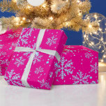 Wrapping Paper, Bright Fuchsia Snowflakes Wrapping Paper