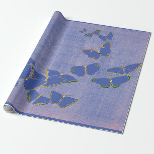 WRAPPING PAPER BUTTERFLIES IN BLUE