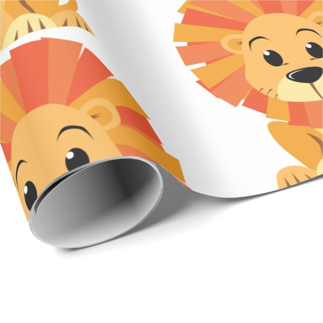 Wrapping Paper - Cartoon Lion Sat Down (Roll Corner)